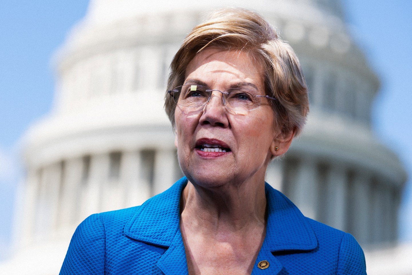 en. Elizabeth Warren, D-Mass., speaks during a news conference outside the U.S. Capitol.