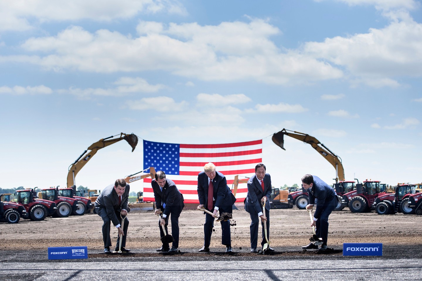 Groundbreaking for Foxconn’s campus in 2018 included then-CEO Terry Gou (second from right).
