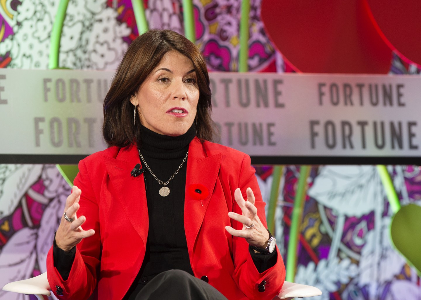 Former Hudson's Bay Co. CEO Helena Foulkes speaking at a conference