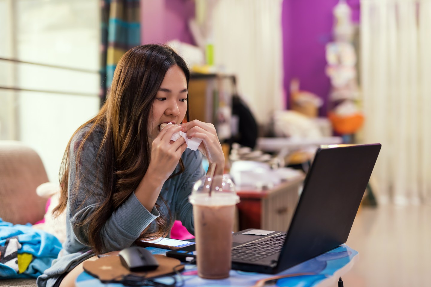 Girl eating sandwich