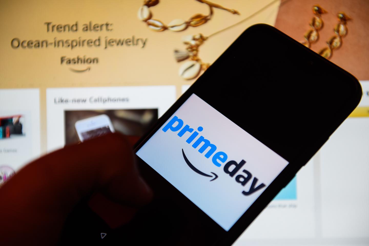 An Amazon Prime Day logo on a cell phone.