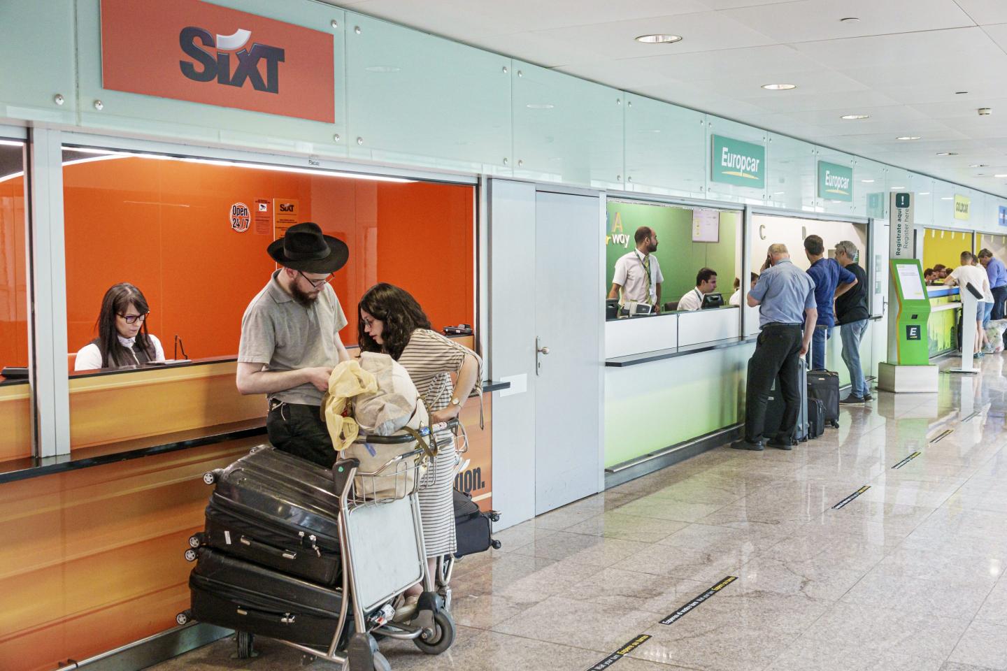 Barcelona, El Prat Josep Tarradellas Airport, Sixt and Europcar rental counter.