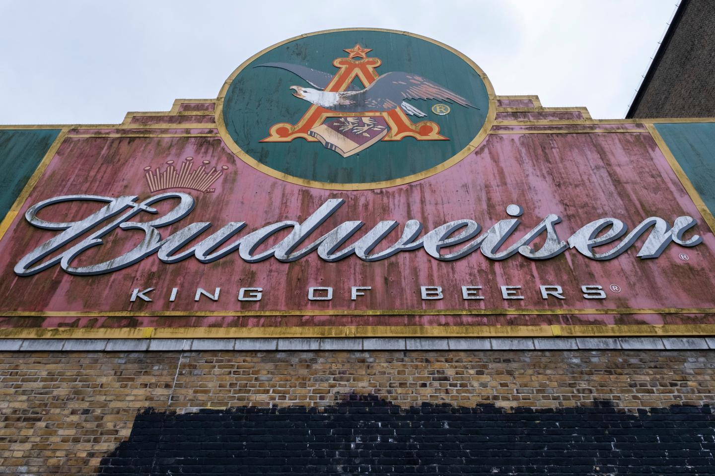 A Budweiser sign.