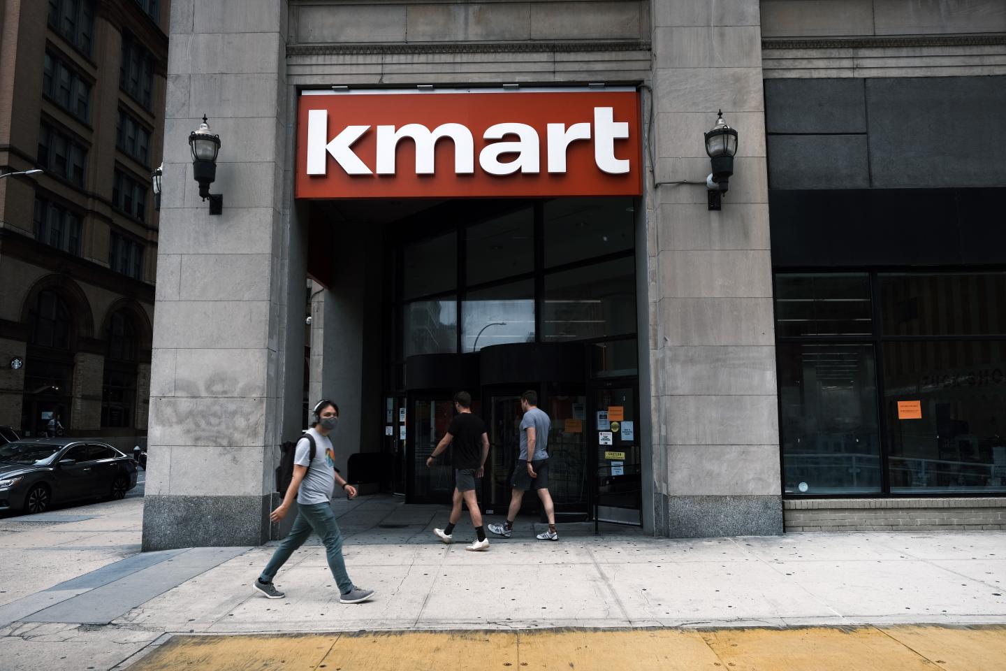 A person walking by a Kmart