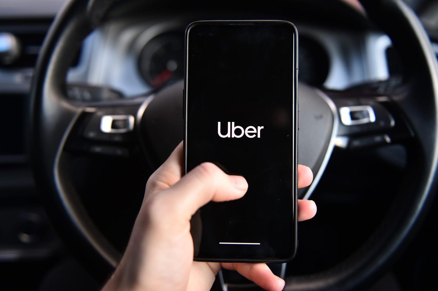 Phone displaying Uber app