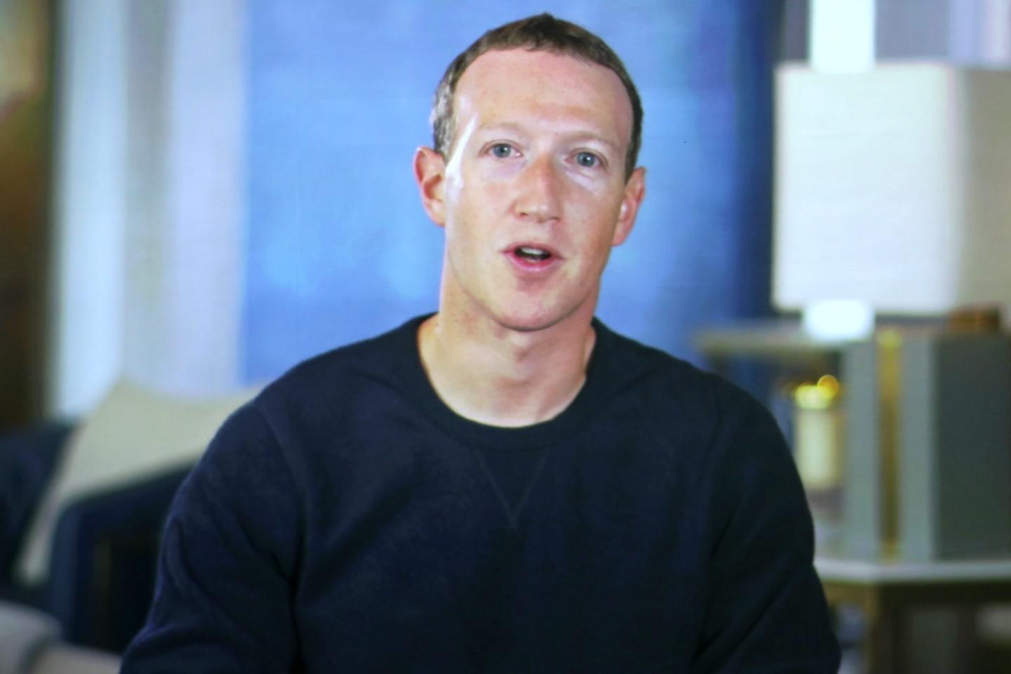 Meta chief executive officer Mark Zuckerberg speaking over video conference