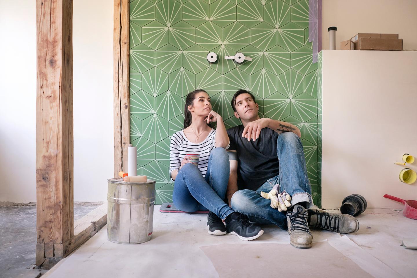 Couple renovating house