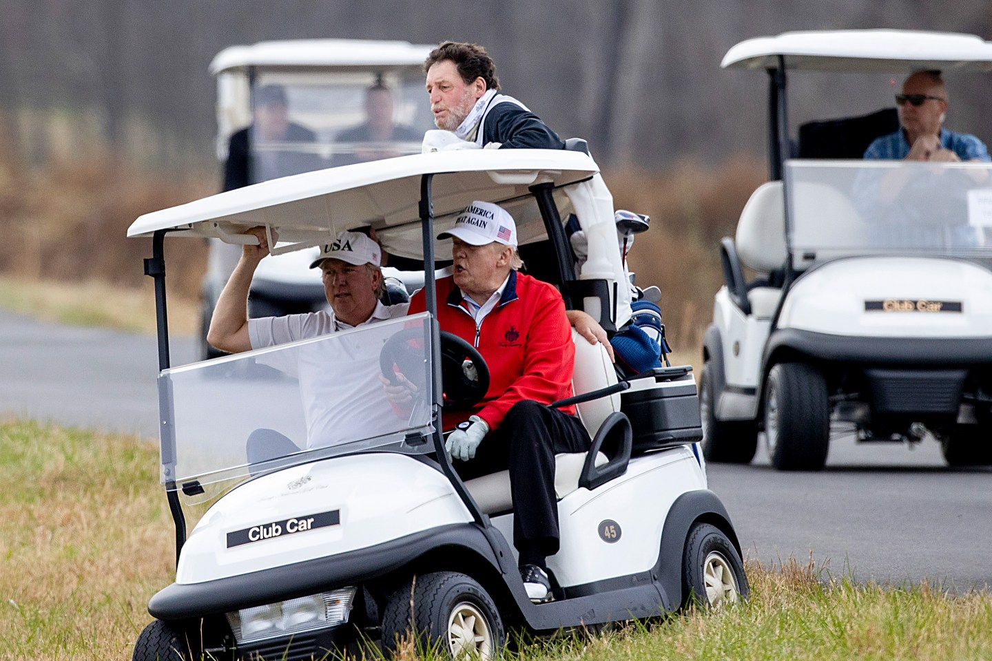 1: US President Donald Trump golfs at Trump National Golf Club on November 21, 2020