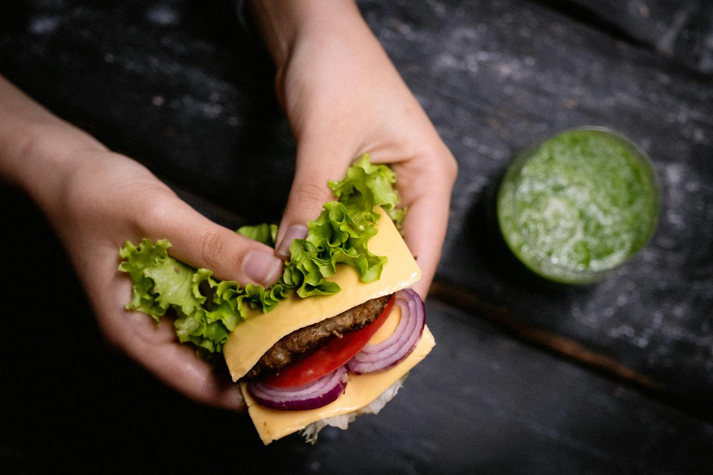 Eating a burger without a bun