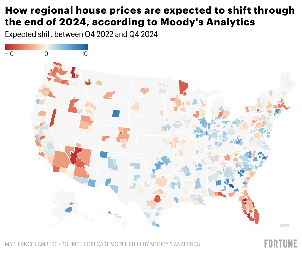 Moody’s: Home prices to fall in these 210 housing markets—while these 204 markets will go higher