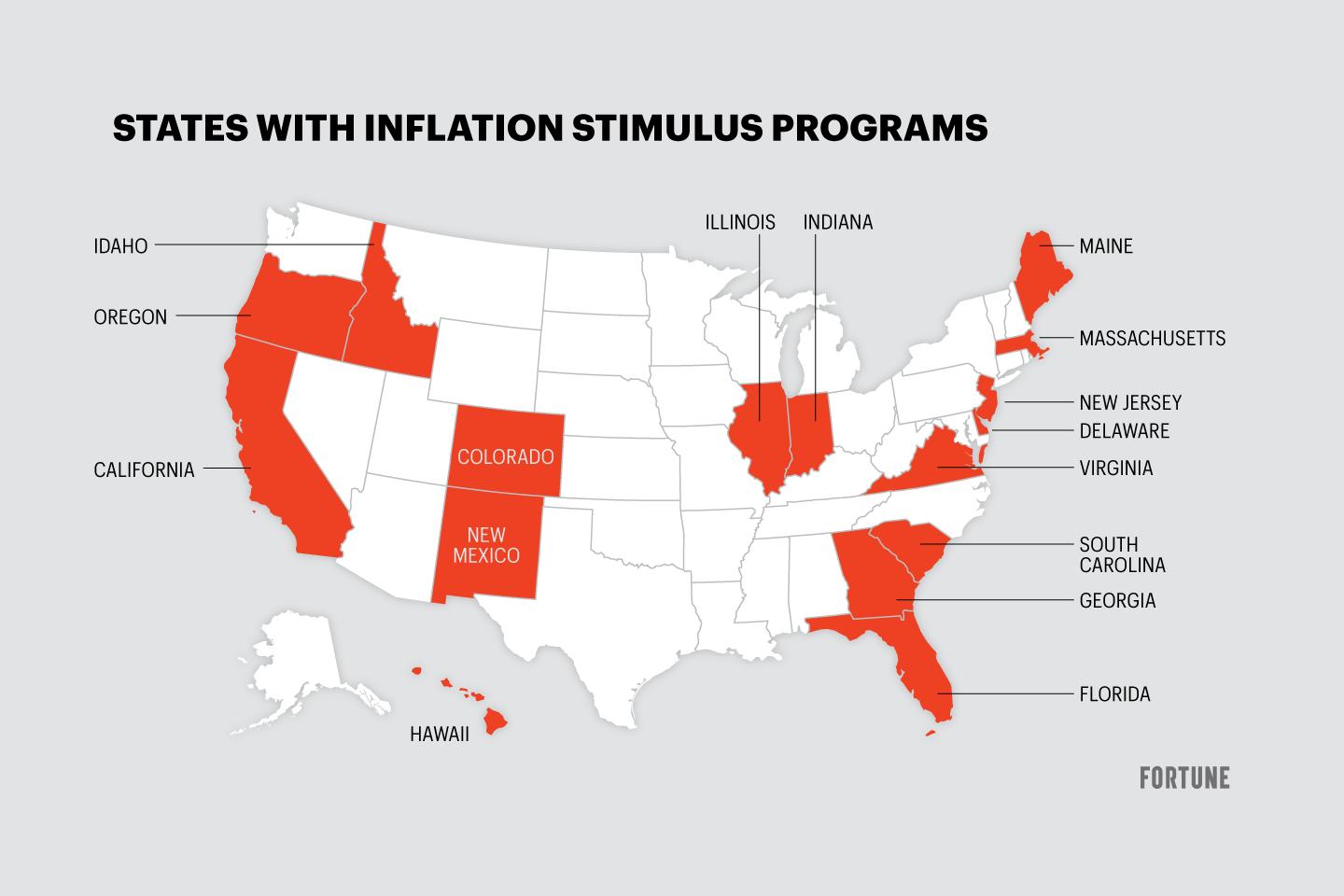 Map of states with inflation stimulus programs