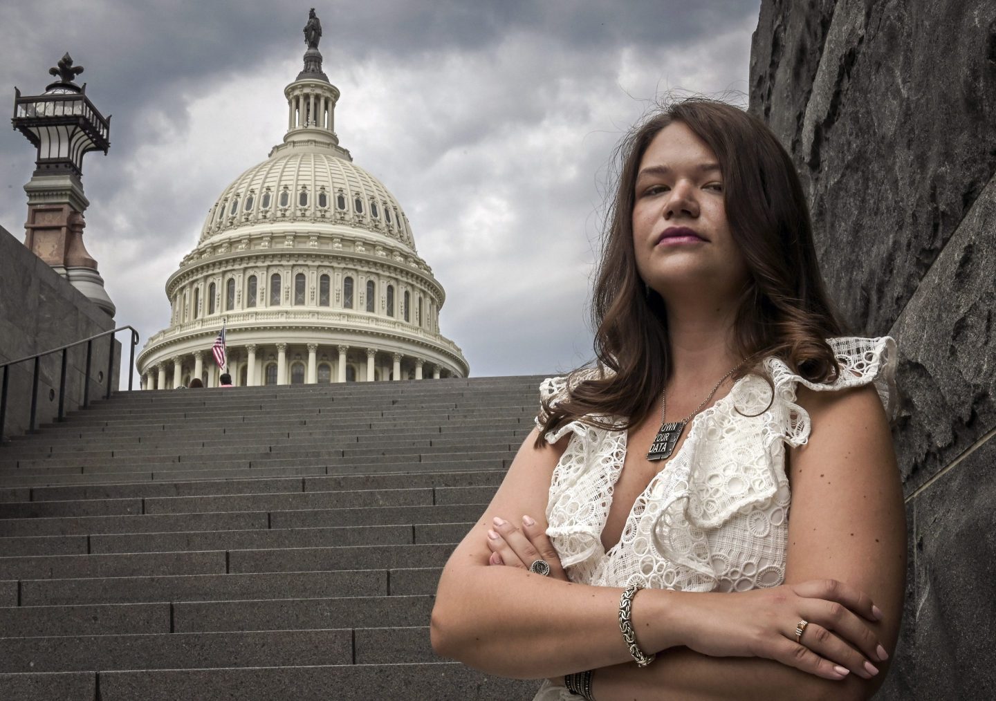 Brittany Kaiser, former employee of Cambridge Analytica, near the Capitol building in Washington, D.C.