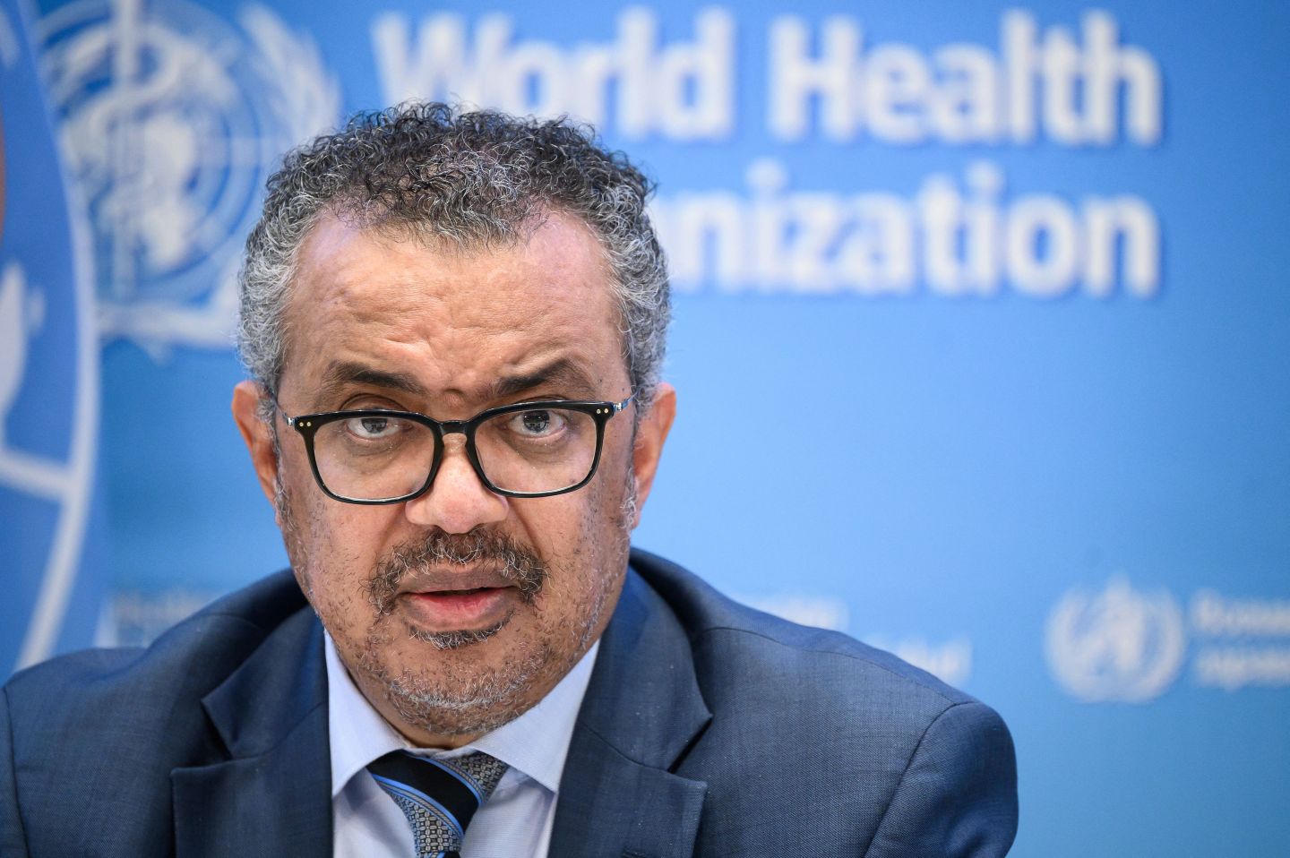 World Health Organization (WHO) Director-General Tedros Adhanom Ghebreyesus speaks during a press conference on Dec. 20, 2021, at the WHO headquarters in Geneva.