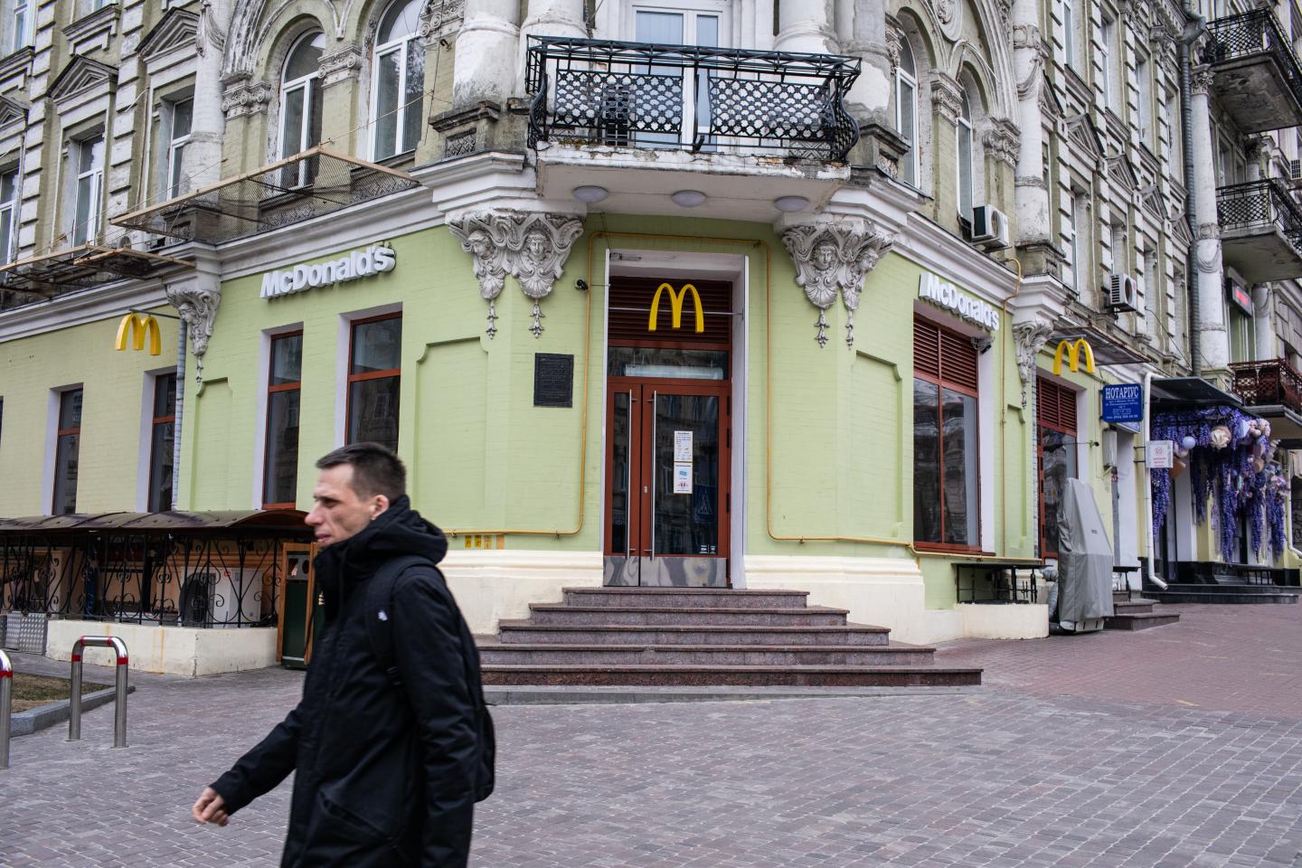 A closed McDonald's restaurant in Kyiv pictured March 6, 2022.