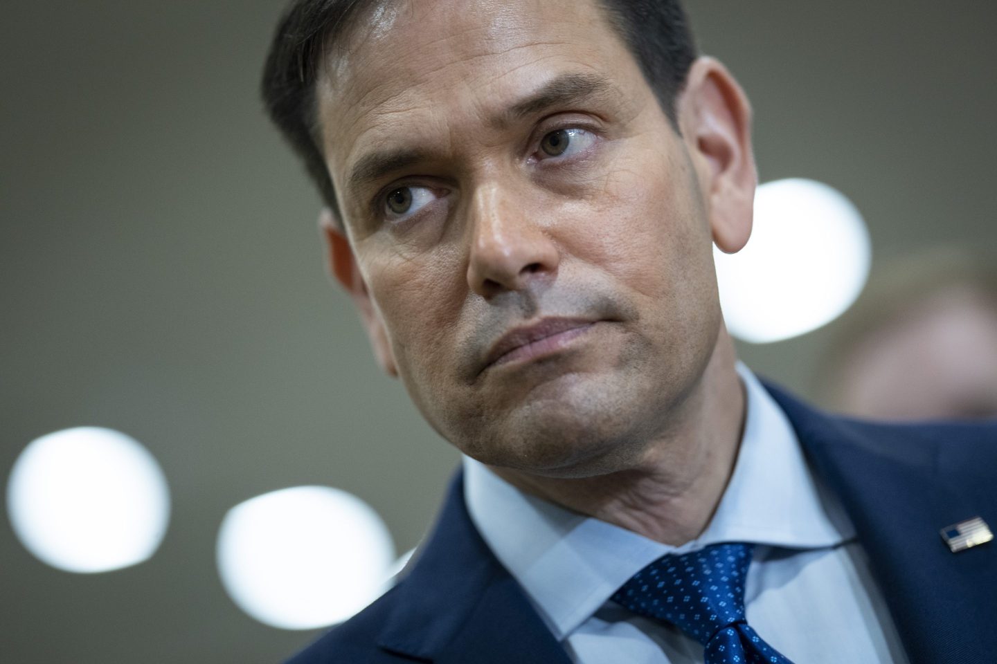 U.S. Sen. Marco Rubio speaks to reporters on his way to a closed-door briefing on the Russian invasion of Ukraine, at the Capitol on March 7 in Washington, D.C.