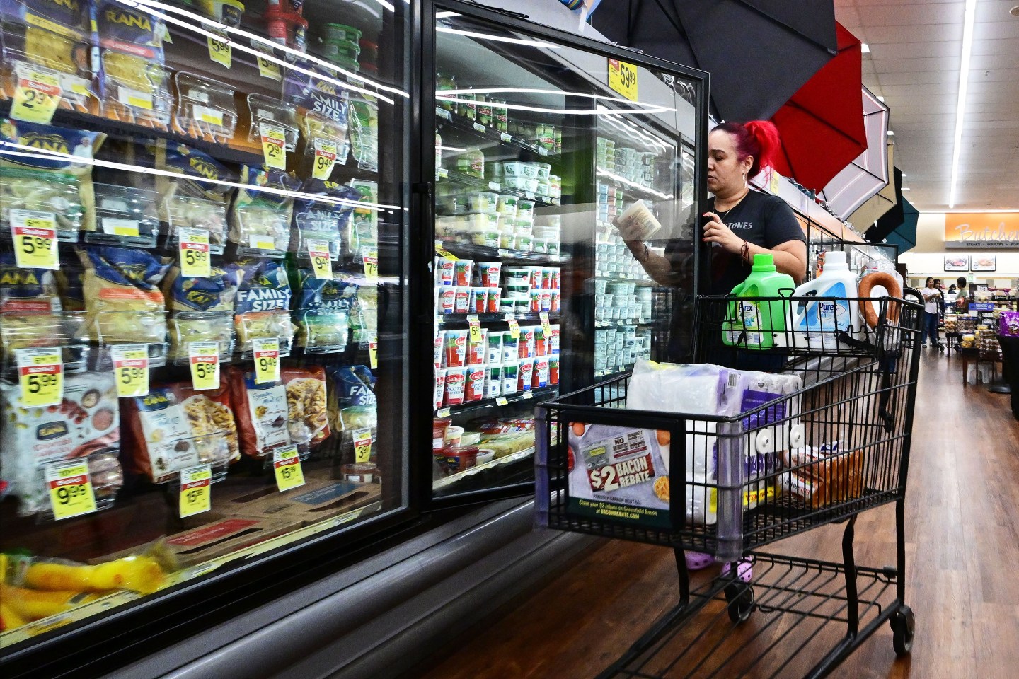 A woman grocery shopping in California