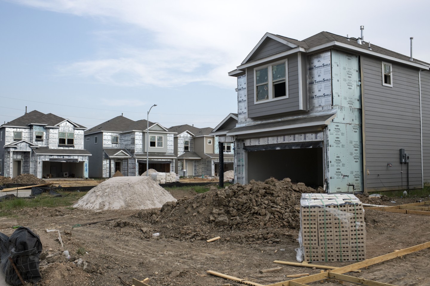 Homes under construction in Arcola, Texas, in July 2022.