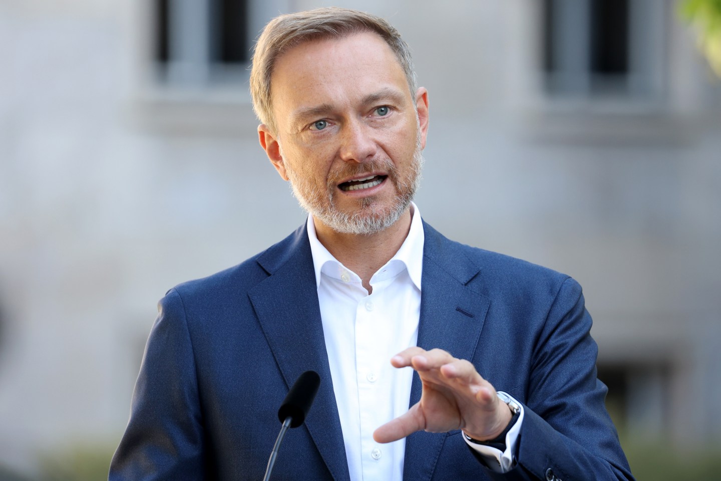 Christian Lindner, Germany's finance minister, during a news conference at the Federal Ministry of Finance building in Berlin, Germany, on Wednesday, Aug. 10, 2022.