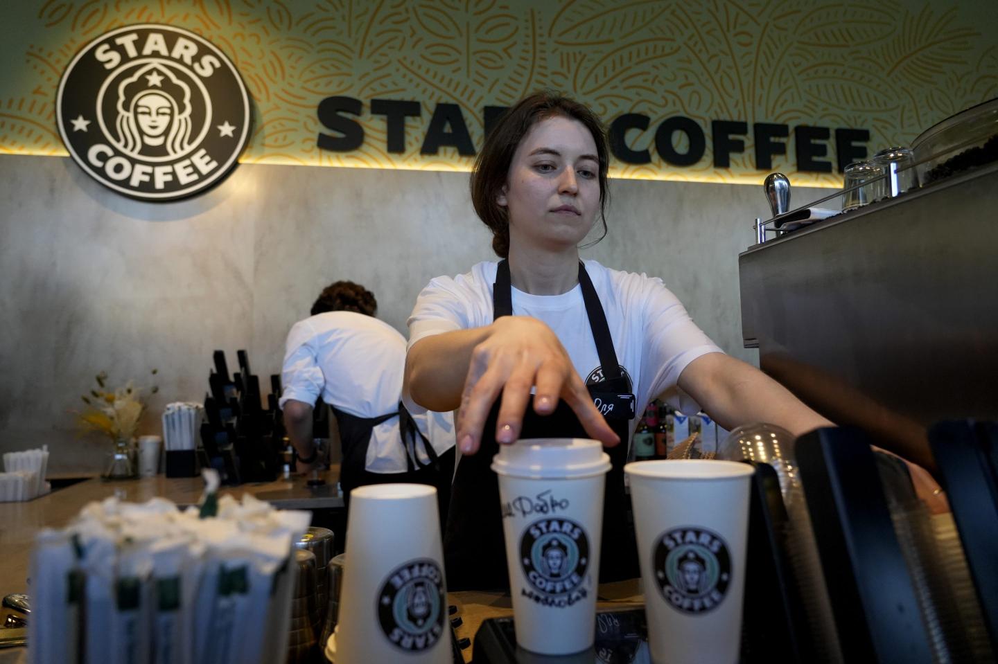 Photo of workers at Stars Coffee in Moscow, Russia, on August 18, 2022.