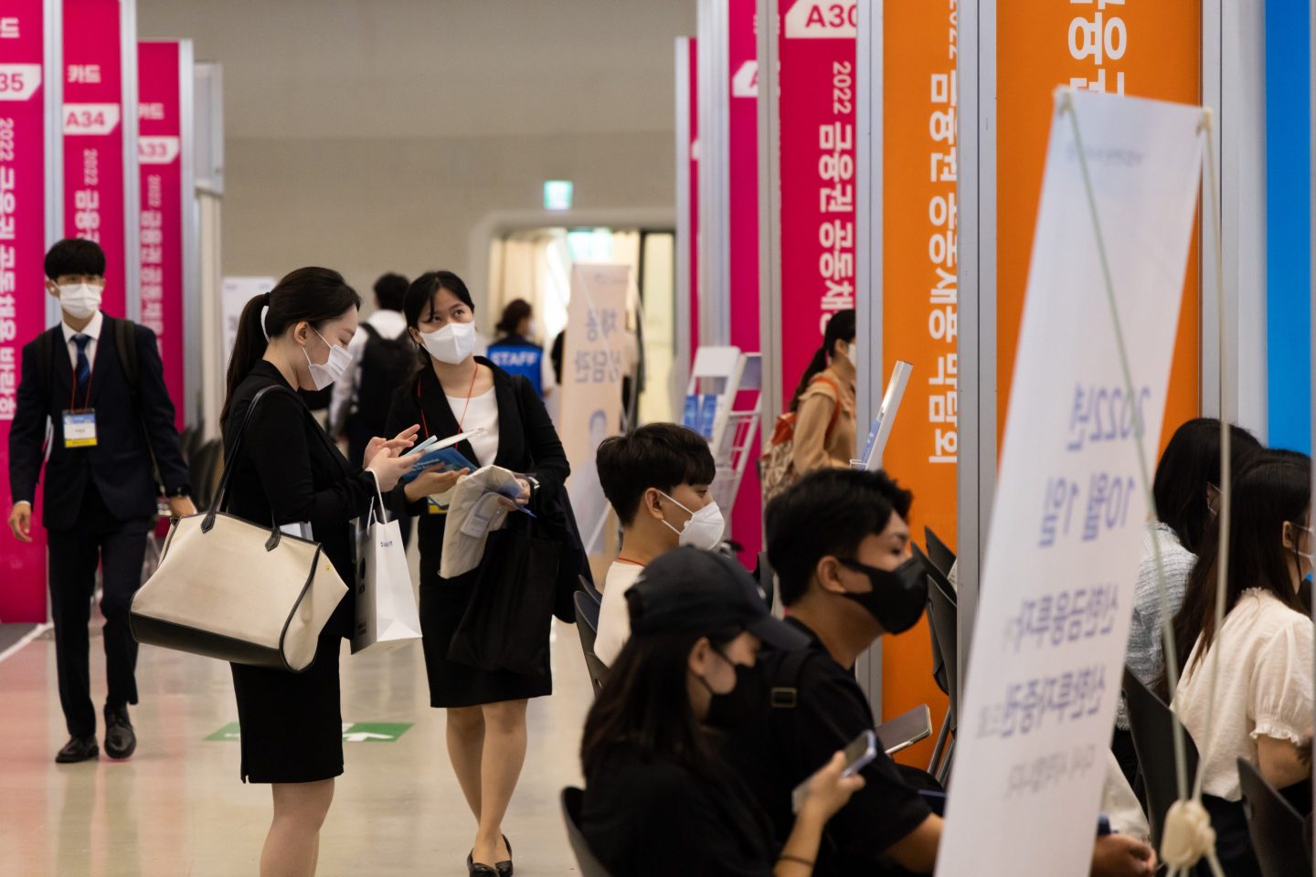 Photo of job seekers at a finance job fair in Seoul, South Korea, on August 24, 2022.