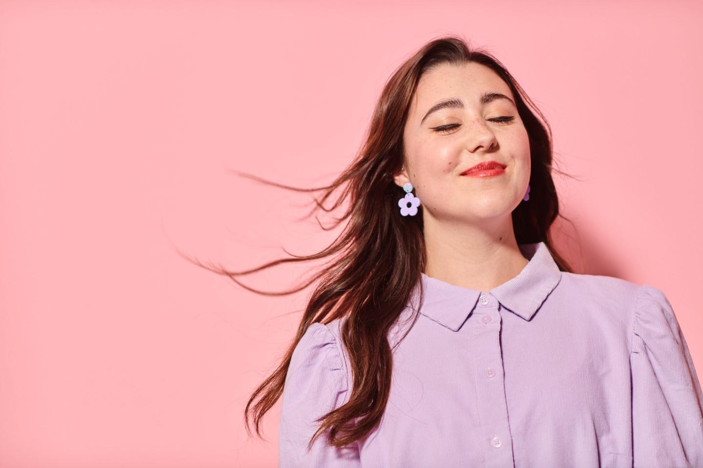 Close up of happy young woman