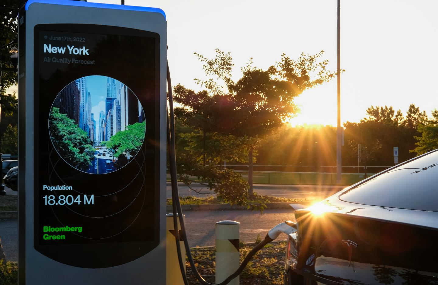 An electric car charging
