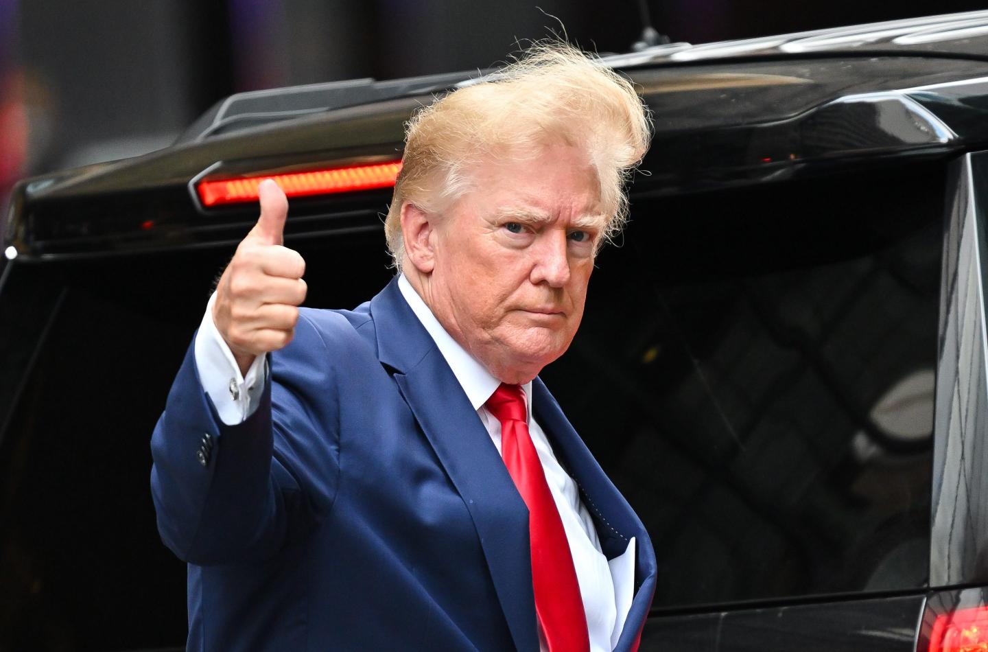 Former U.S. President Donald Trump leaves Trump Tower to meet with New York Attorney General Letitia James for a civil investigation on Aug. 10 in New York City. 