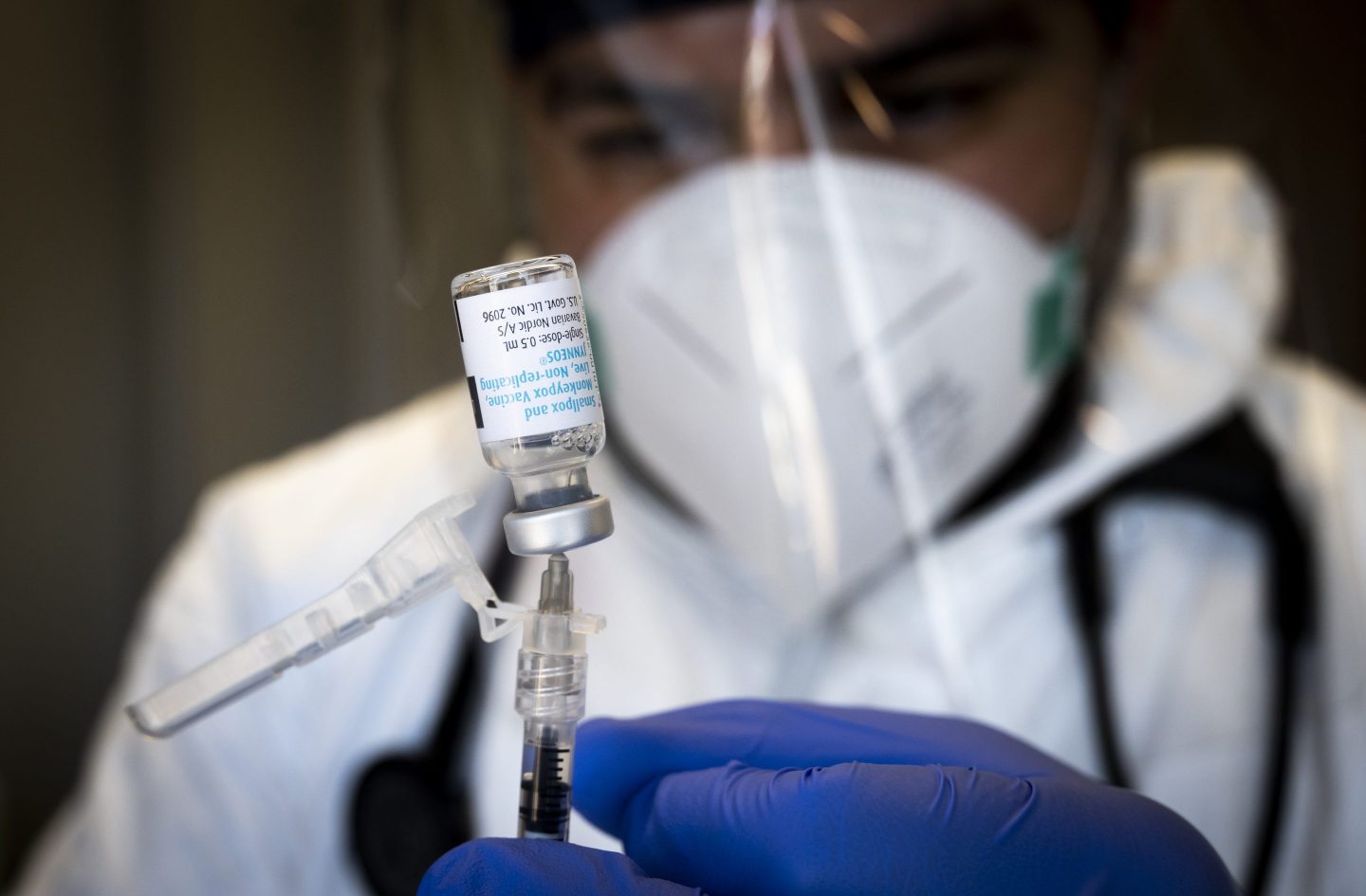 Medical professional prepares a dose of the monkeypox vaccine