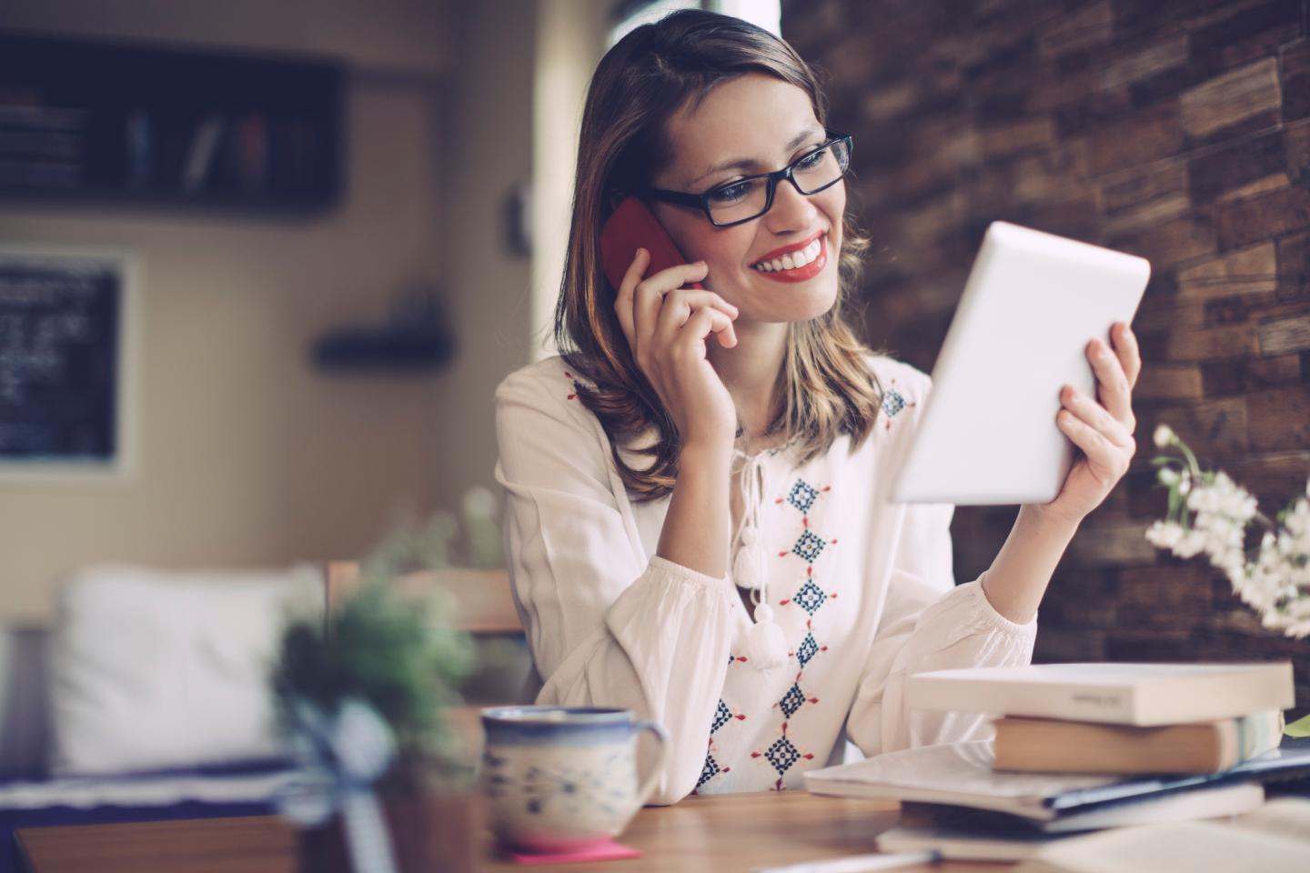Woman working at home