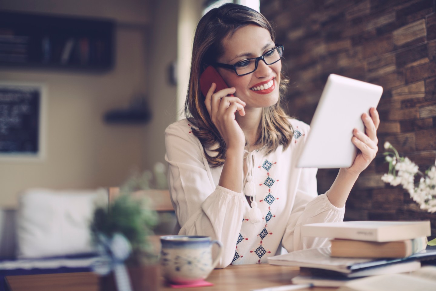 Woman working at home