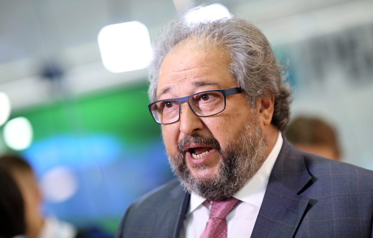 Boris Mints, president of Otkritie Holding, speaks to attendees between sessions at the St. Petersburg International Economic Forum (SPIEF) in Saint Petersburg, Russia
