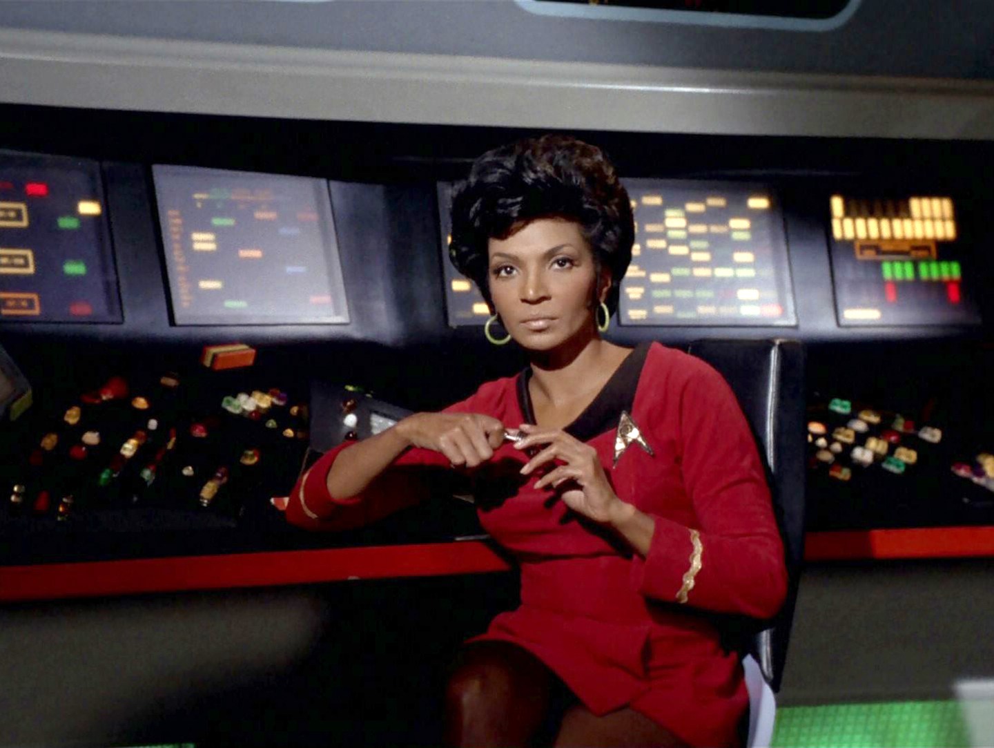 Nichelle Nichols as Lt. Uhura in the STAR TREK: THE ORIGINAL SERIES
