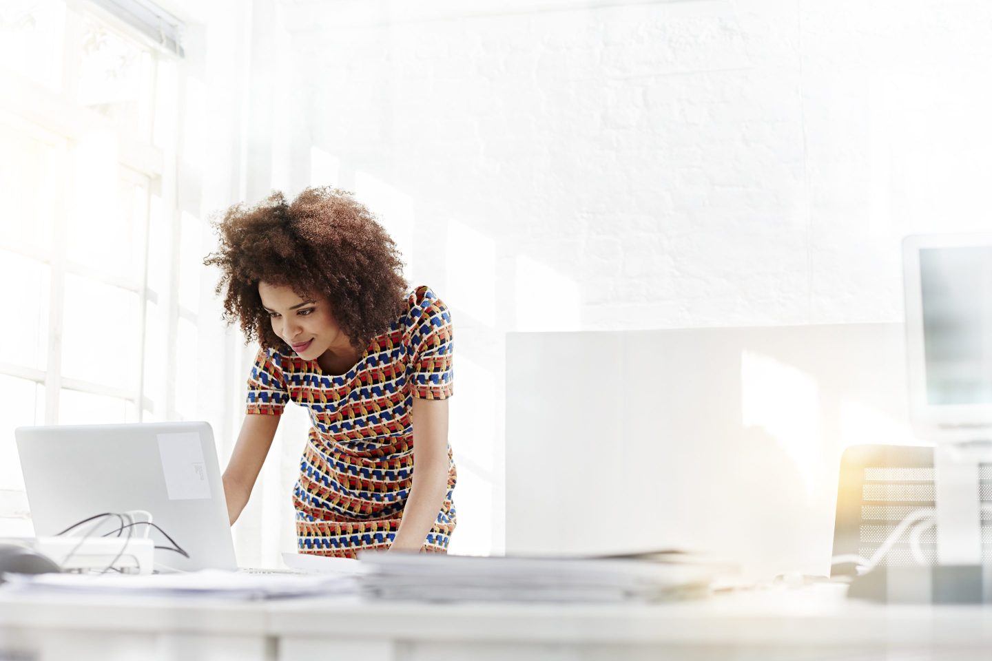 Businesswoman working on a laptop