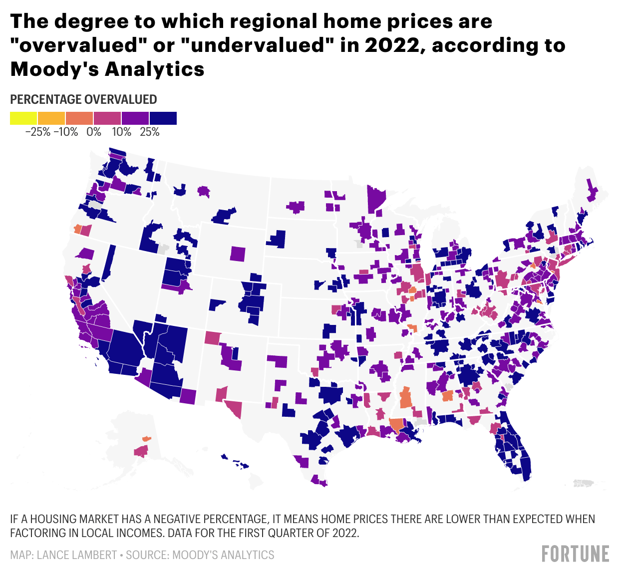 These 183 housing markets could soon see home prices fall 20%, Moody’s says
