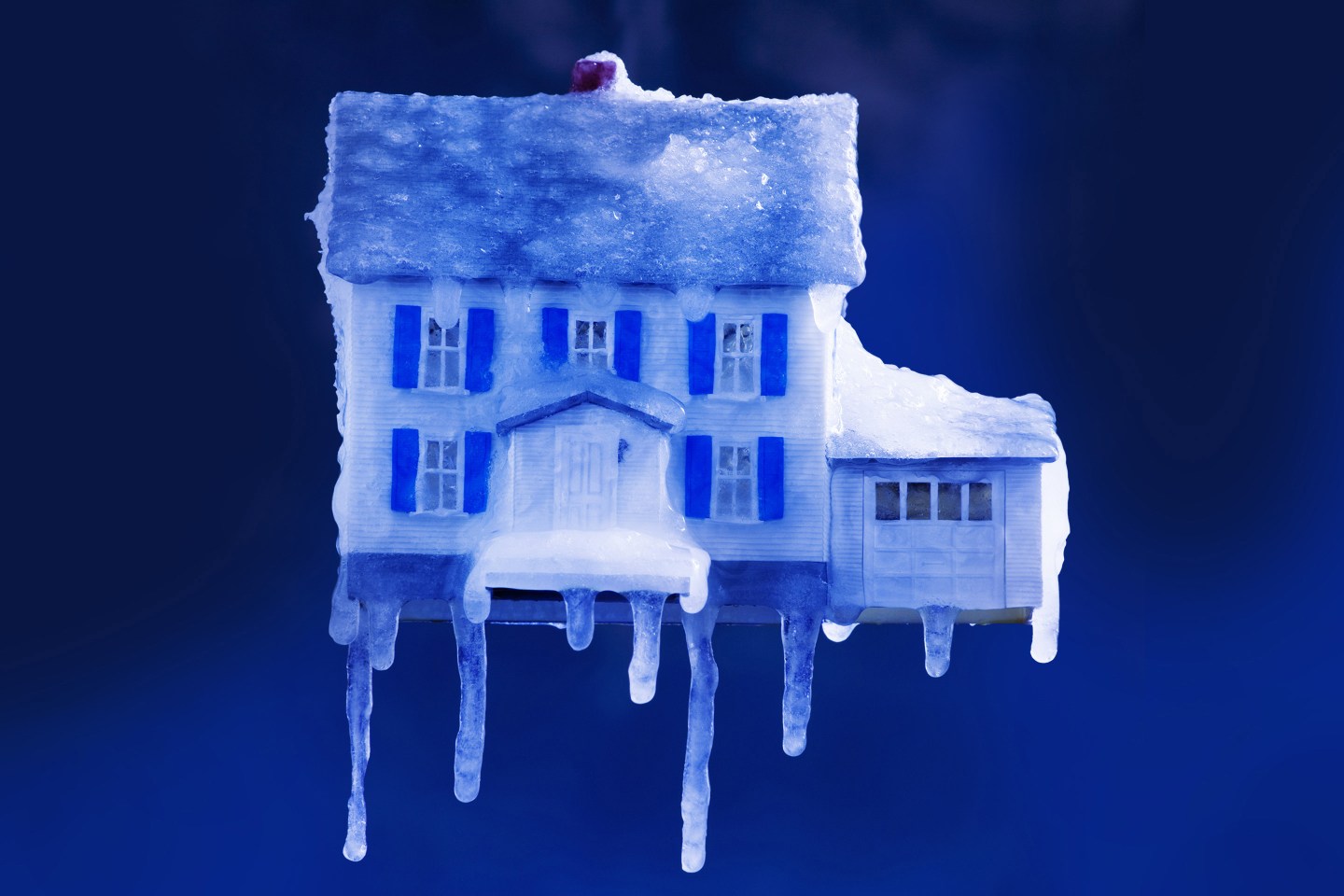 A house covered in ice