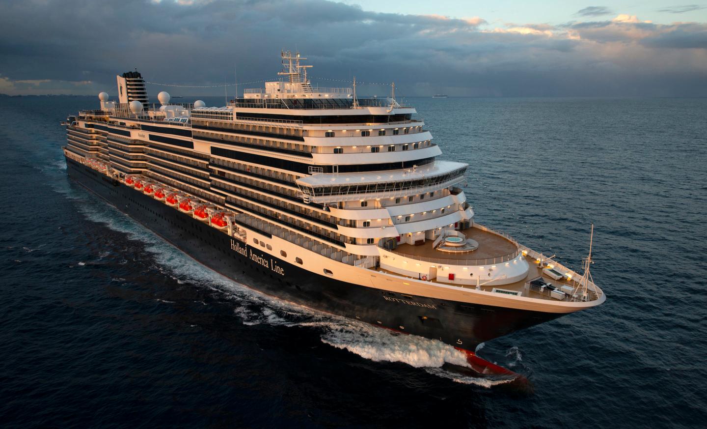 Holland America Line’s newest passenger ship, the seventh Rotterdam, departs Port Everglades in Fort Lauderdale, Fla., Wednesday, Nov. 10, 2021.