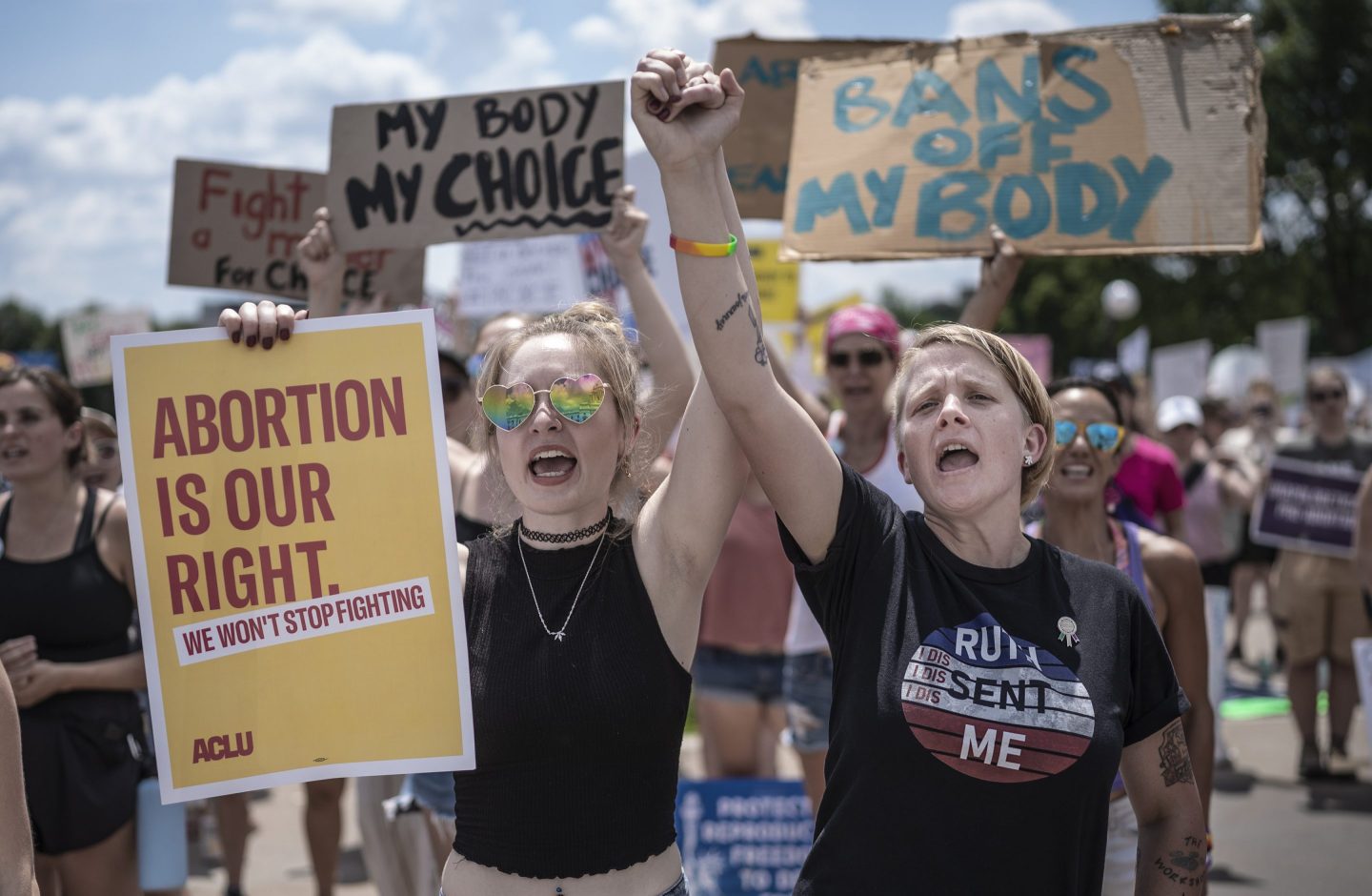 Pro-choice protestors in St. Paul, Minnesota.