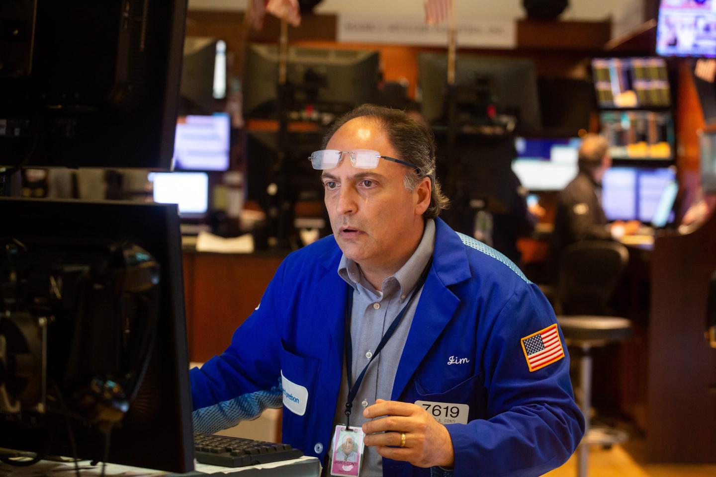 A trader works the floor of the New York Stock Exchange.