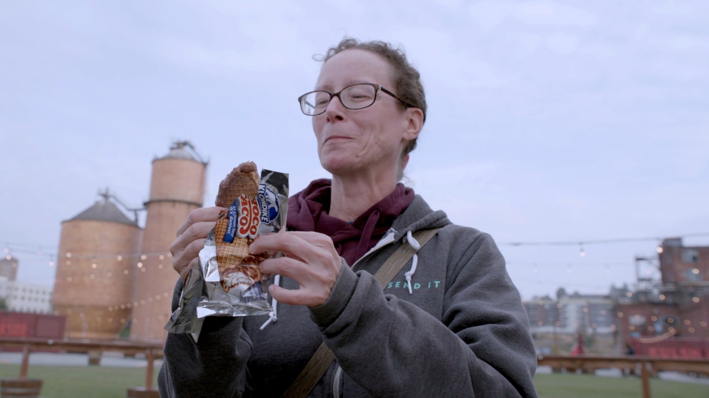 Man holding Choco Taco