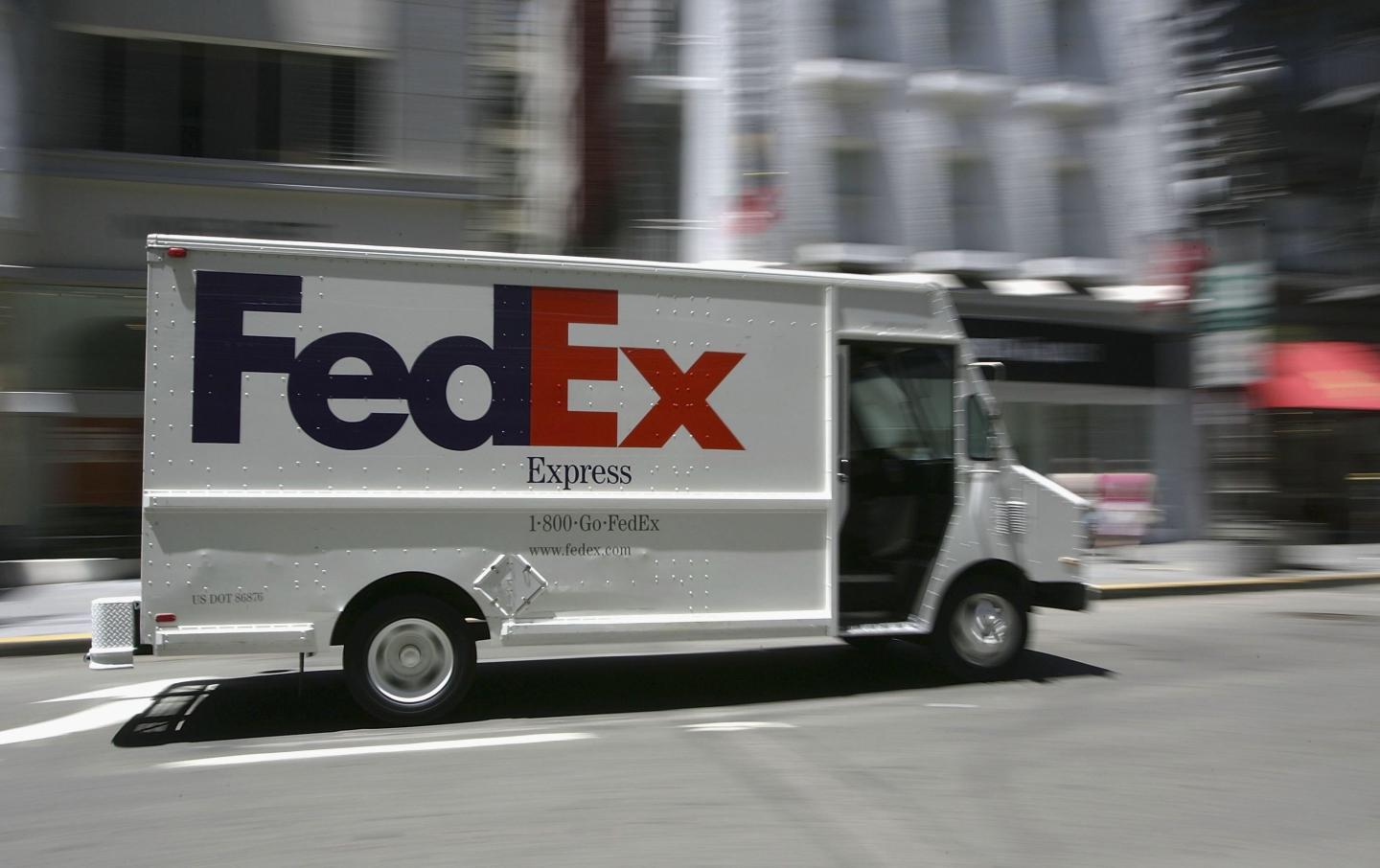 A FedEx delivery truck.