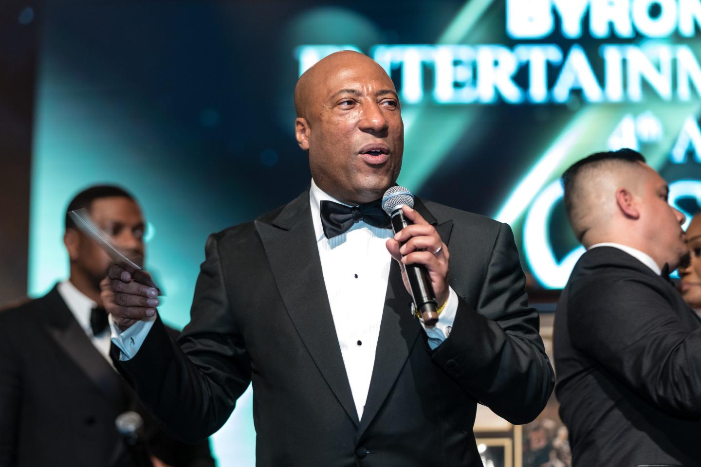 Byron Allen on stage during the live auction at Byron Allen's 4th Annual Oscar Gala to Benefit Children's Hospital Los Angeles