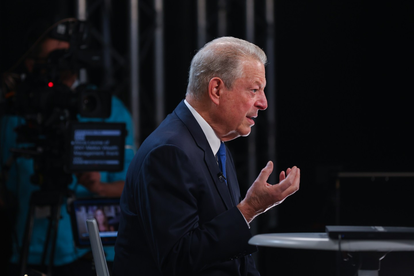 Former Vice President Al Gore during a Bloomberg Television interview at the COP26 climate talks in Glasgow, U.K., on Wednesday, Nov. 3, 2021.