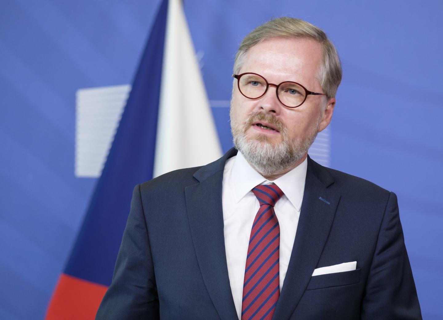 Czech Prime Minister Petr Fiala, seen here in July, said pro-Kremlin forces were behind Saturday's protest.