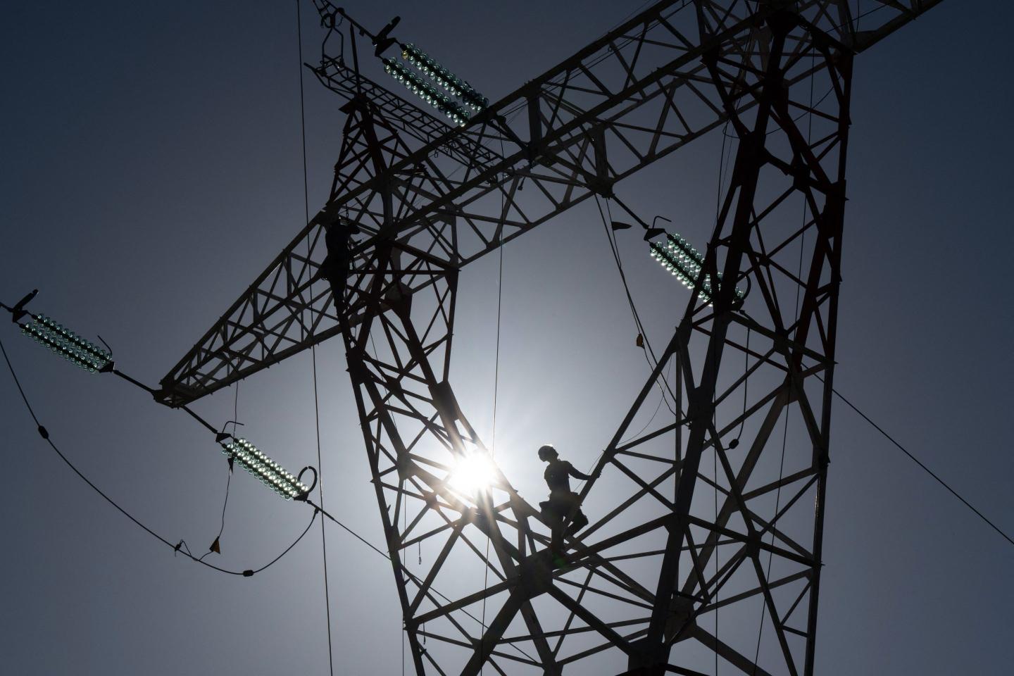High-voltage lines around Areches-Beaufort in France on September 6, 2022.