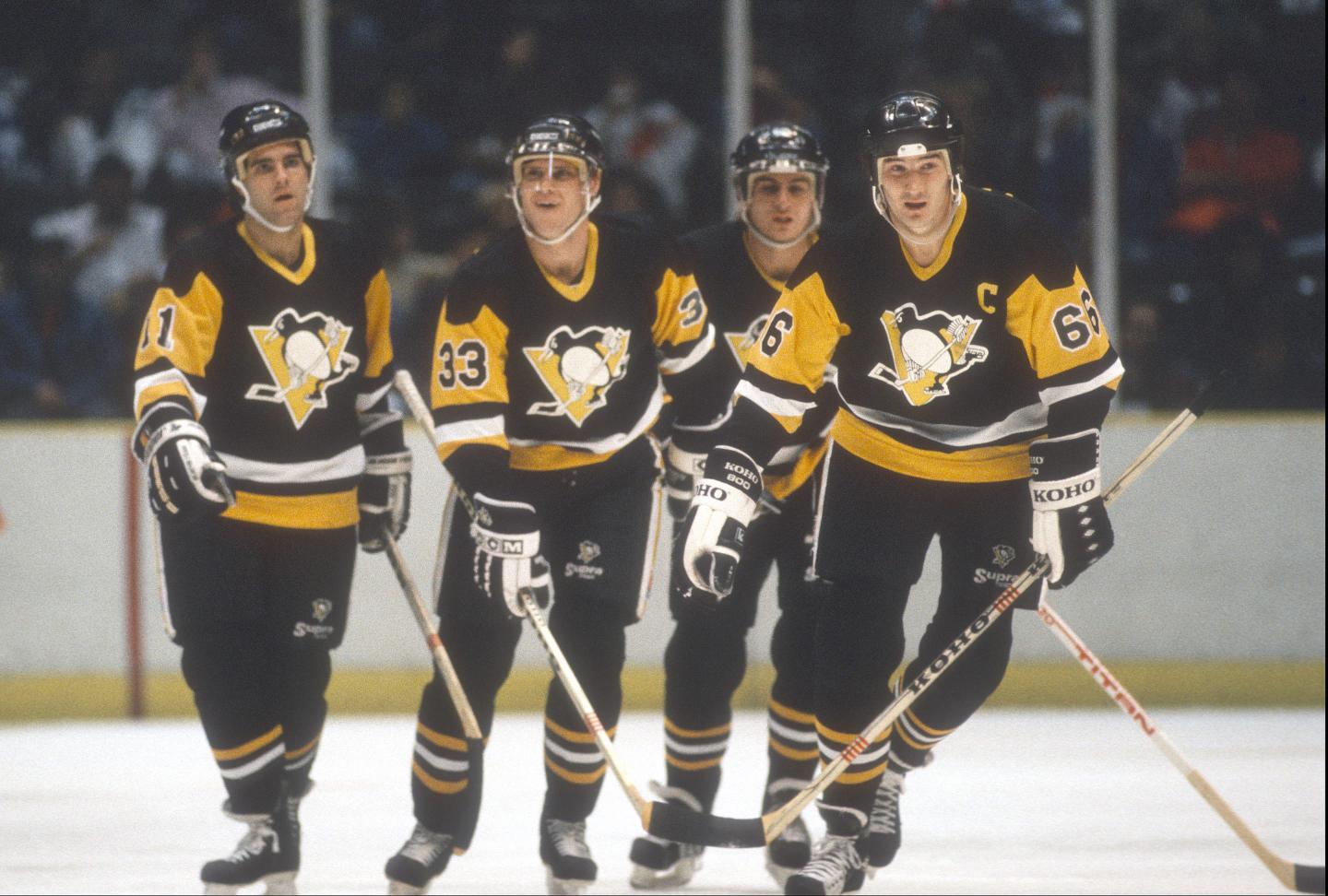 Pittsburgh Penguins on the ice in 1990