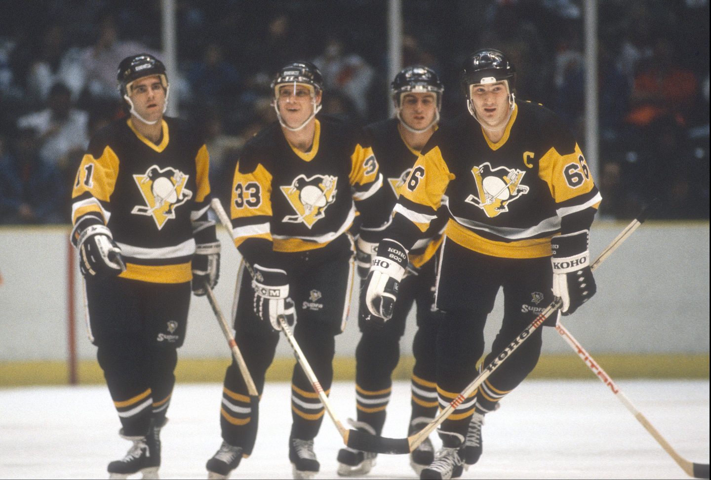 Pittsburgh Penguins on the ice in 1990