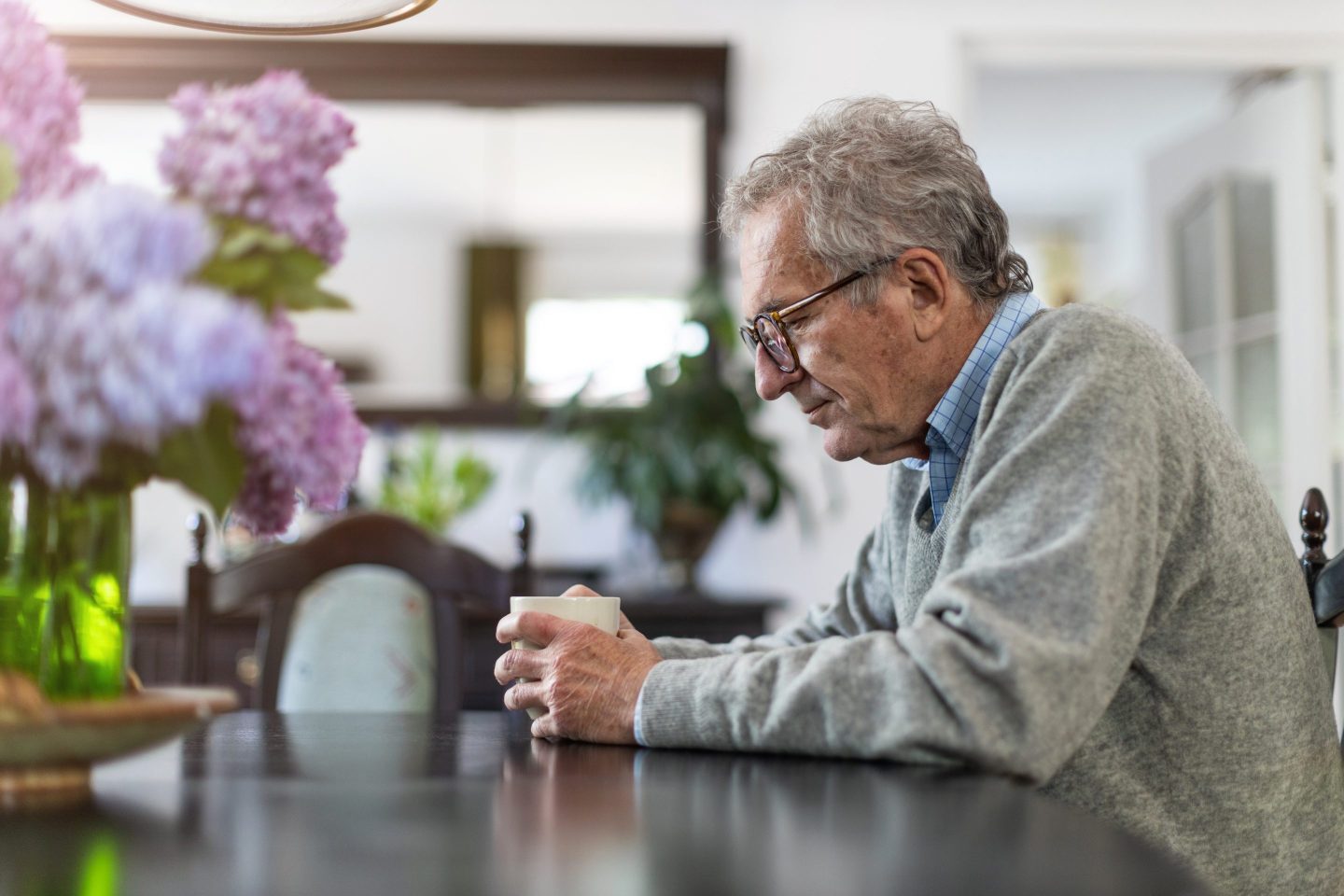 Portrait of senior man looking depressed