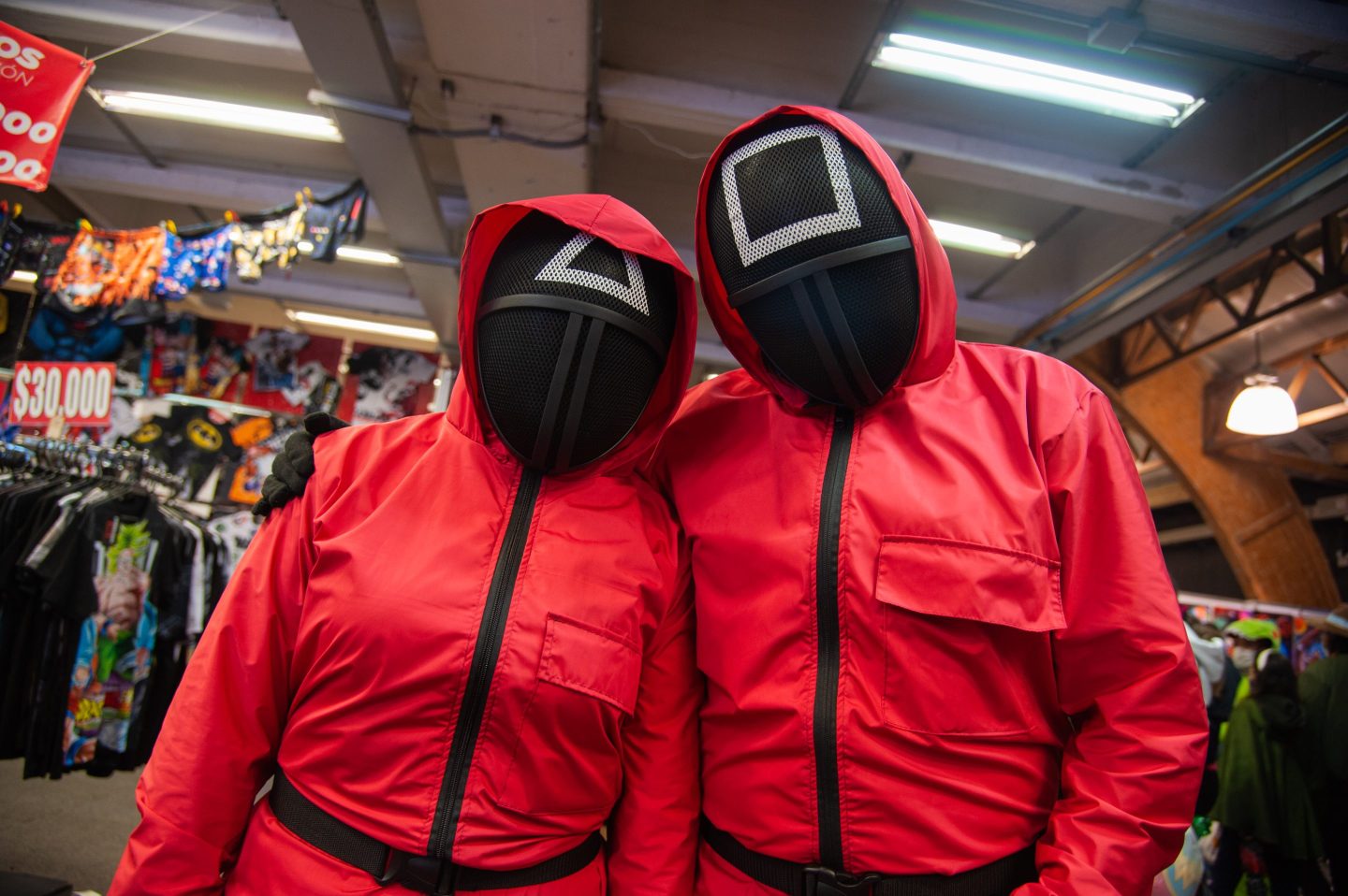 fans dress up like characaters in the Netflix show Squid Game