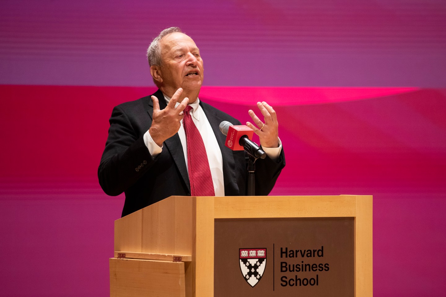 Lawrence "Larry" Summers speaks during the 25th Harvard College China Forum on April 16, 2022 in Boston, Massachusetts.
