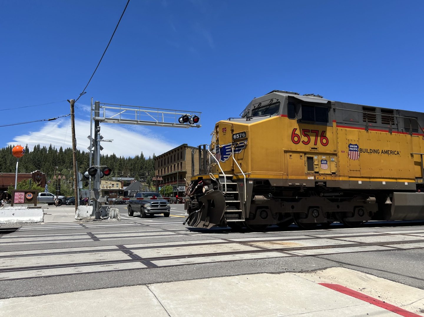 A Union Pacific locomotive.